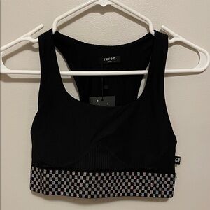 Terez Black and colored Checkered Sports Bra